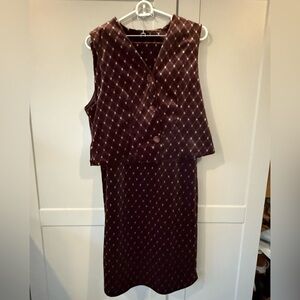 Vintage brown velvet maxi skirt with matching vest
